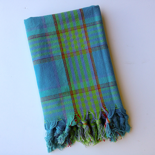 BLANKET, Picnic Blanket - Aqua & Green Cotton